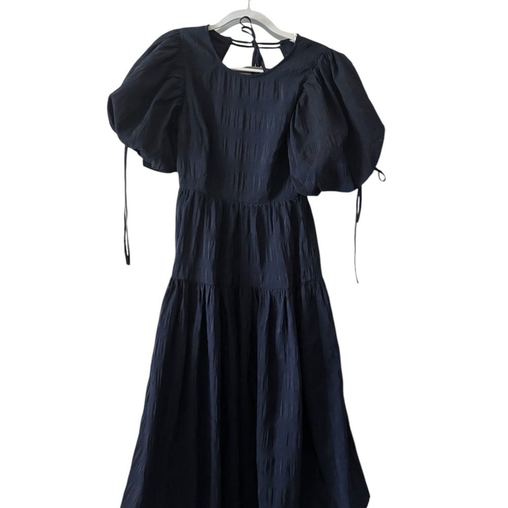 Moon River Blue Smocked Tiered Sundress
